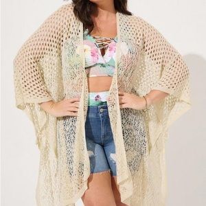 Torrid One Size Crochet Ruana Sweater/Shawl